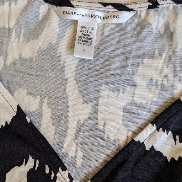 dvf Diane von Furstenberg capela faux wrap look dress black white Ikat - Picture 11 of 14